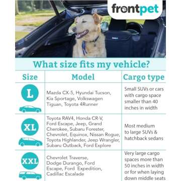 FrontPet SUV Cargo Liner for Dogs - Water-Resistant Pet Trunk Cargo Cover Mat for SUVs and Sedans wi...