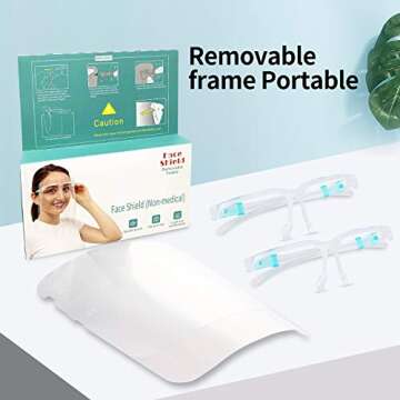 EVanth 6pcs Face Shield with 3pcs Glasses Frame Set for Women and Men, UPDATED VERSION, The Best Goggle Shield (6+3, Transparent)