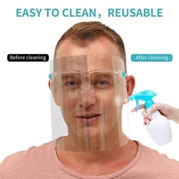 EVanth 6pcs Face Shield with 3pcs Glasses Frame Set for Women and Men, UPDATED VERSION, The Best Goggle Shield (6+3, Transparent)