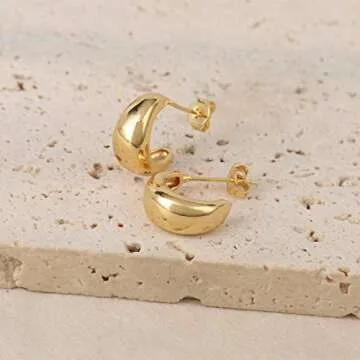 9 Pairs Gold Hoop Earrings for Women Chunky Twisted Huggie Hoops Earrings Set 14K Real Gold Plated Christmas for Women (Style 013)