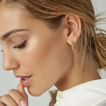 9 Pairs Gold Hoop Earrings for Women Chunky Twisted Huggie Hoops Earrings Set 14K Real Gold Plated Christmas for Women (Style 013)