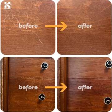 Katzco Furniture Repair Kit Wood Markers - Set of 34 - Markers and Wax Sticks with Sharpener - for Stains, Scratches, Floors, Tables, Desks, Carpenters, Bedposts, Touch-Ups, Cover-Ups