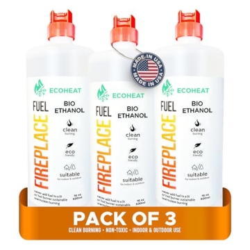 Ecoheat Clean-Burning Bio-Ethanol Fireplace Fuel - High-Grade Ethyl Alcohol Smokeless Fuel for Ventl...
