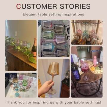 comfit Colored Wine Glasses Set of 6-18oz【Hand Blown】 Crystal Colorful Wine Glasses with With Long Stem-Muticolor Wine Glasses Wedding gift set for wine lovers Wine Dinner