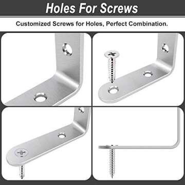 LuckIn 20-Pack Stainless Steel L Brackets for Shelves