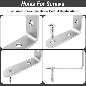 LuckIn 20-Pack Stainless Steel L Brackets for Shelves