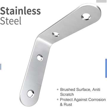LuckIn 20-Pack Stainless Steel L Brackets for Shelves