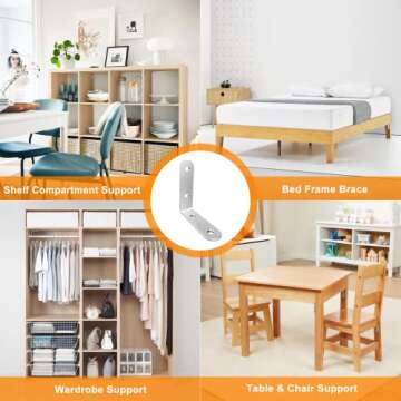 LuckIn 20-Pack Stainless Steel L Brackets for Shelves