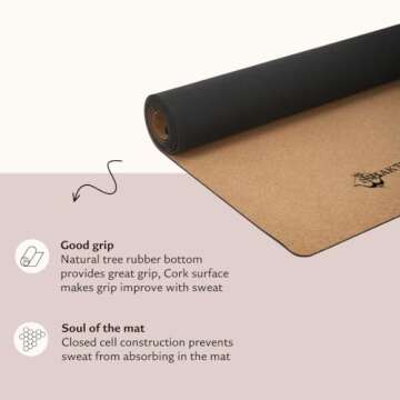 Shakti Warrior Chakra Cork Yoga mat - Artist Designed, Premium eco Friendly mats, Non Slip, Non Toxic, Great for Regular & Hot Yoga, Pilates and Work Out (72 inch x 24 inch x 3mm Thick)