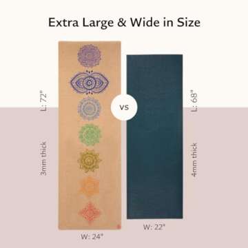 Shakti Warrior Chakra Cork Yoga mat - Artist Designed, Premium eco Friendly mats, Non Slip, Non Toxic, Great for Regular & Hot Yoga, Pilates and Work Out (72 inch x 24 inch x 3mm Thick)