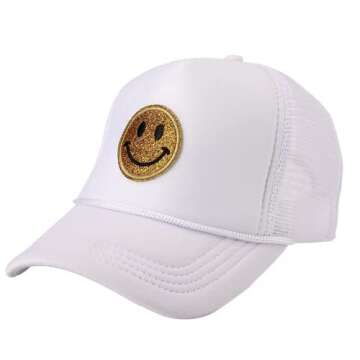 GAGABEN Smiley face Trucker Hat Retro Mesh Baseball Cap with Smiley Patch Foam Neon High Crown Y2K H...