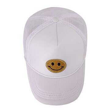 GAGABEN Smiley face Trucker Hat Retro Mesh Baseball Cap with Smiley Patch Foam Neon High Crown Y2K Hats for Men Women