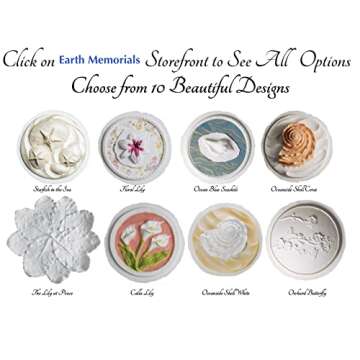 Earth Memorials Biodegradable Lily Urn - Floating Water Burial Urn, Green, Large, Outdoor, 21" Round, 200 Cubic Inches, Painted Floral, TSA Approved