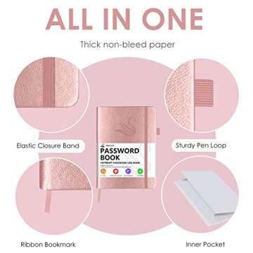 Elegant Password Book with Alphabetical Tabs - Secure Your Info 