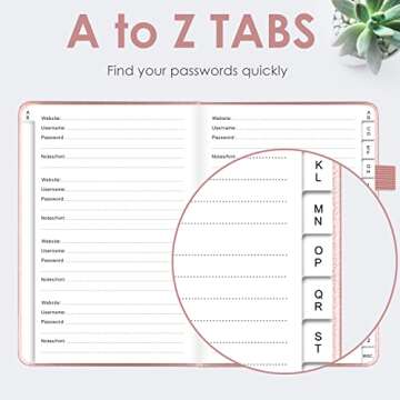 Elegant Password Book with Alphabetical Tabs - Secure Your Info 