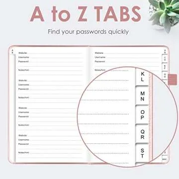 Elegant Password Book with Alphabetical Tabs - Secure Your Info 