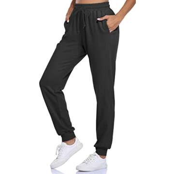 Fulbelle Fall Winter Stretchy Lightweight Cotton Jogger Sweatpants Women Pockets Drawstring, Jogging...
