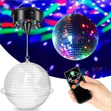 7 Inch LED Disco Mirror Ball - Rotating Party Light Decoration