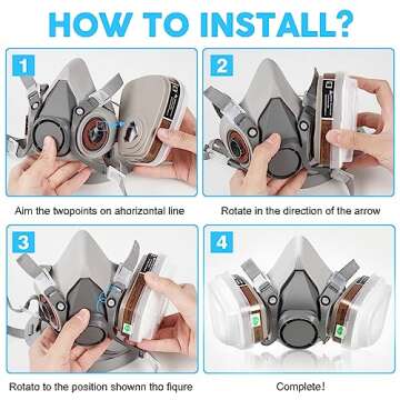 Half Facepiece Reusable Respirator with Filters, Professional GAS Respirator Face Cover Set for Painting, Dust, Organic Vapors, Chemical, Machine Polishing, Welding, Sanding, DIY, Car Spraying, Medium