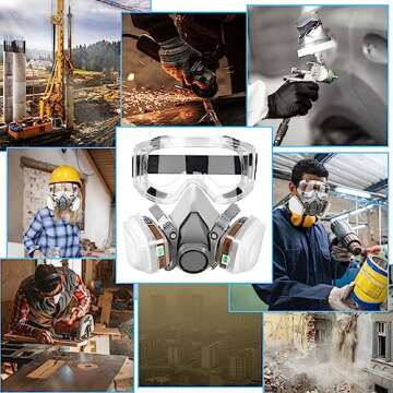 Half Facepiece Reusable Respirator with Filters, Professional GAS Respirator Face Cover Set for Painting, Dust, Organic Vapors, Chemical, Machine Polishing, Welding, Sanding, DIY, Car Spraying, Medium