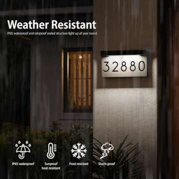 House Numbers For Outside Solar Powered, Address Plaques for House, LED Illuminated Waterproof Outside Address Sign 3000K Warm White