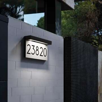 House Numbers For Outside Solar Powered, Address Plaques for House, LED Illuminated Waterproof Outside Address Sign 3000K Warm White