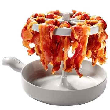 Microwave Bacon Cooker - Bacon Wizard Cooks 1LB of Strips & Reduces Fat by 40% - Use for Easy Big Game Meal Prep - Crispier, Healthier, Quicker Every time - Grease Catcher Makes Clean Up Simple