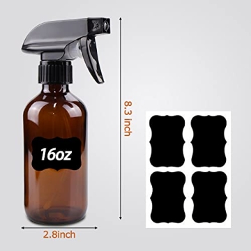 Amber Glass Spray Bottles - Eco-Friendly & Durable 16 oz