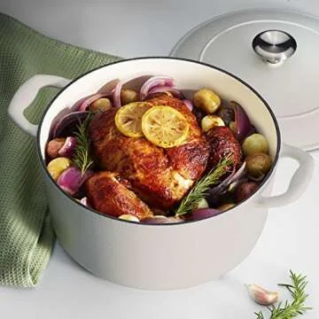 Tramontina Enameled Cast Iron Dutch Oven Pot with Lid, Round 5.5-quart, Matte White
