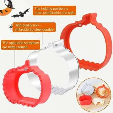 Halloween Cookie Cutters Shapes,Pumpkin and bat shapes，Stainless Steel Biscuit Cutters -Sandwich Cutters,Cookie Cutters,Fruit and Vegetable Cutters Molds for Halloween Party