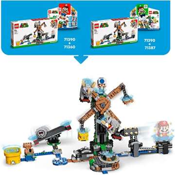 LEGO 71390 Building Set, Super Mario Reznor Knockdown Expansion Set, Collectible Buildable Game Toy for Kids with Blue Toad Figure, Multicolor, Gifts for Girls and Boys Age 8 Plus