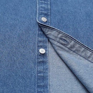 Dubinik®Mens Short Sleeve Button Down Shirts Denim Short Sleeve Shirt Men Two Pocket Western Soft Work Casual Denim Shirt