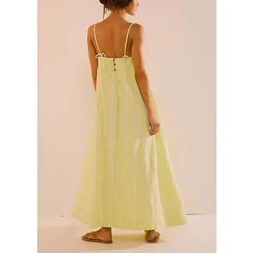 Yiulangde Y2K Striped Maxi Dress for Effortless Summer Style