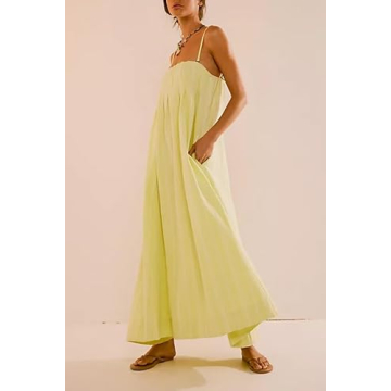 Yiulangde Y2K Striped Maxi Dress for Effortless Summer Style