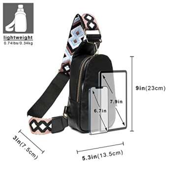 Hi-QTool Women Chest Bag Sling Bag Small Crossbody Daypack Guitar Strap Purse PU Leather Satchel Shoulder Bag for Travel