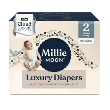 Millie Moon Diapers Sizes 1-6 Luxury Diapers COUCHES DE Luxe (Choose Size) (Size 2-96 Diapers (9lbs-18lbs))
