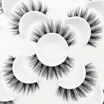 3D False Eyelashes Natural Long Lashes Bulk Lash for Girls Makeup Soft Eyelash, 7PACK