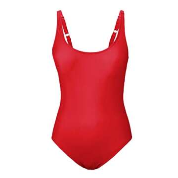 Womens Swimsuits One Piece Tummy Control Bathing Suit for Women Sexy Slimming Swimsuit Red S