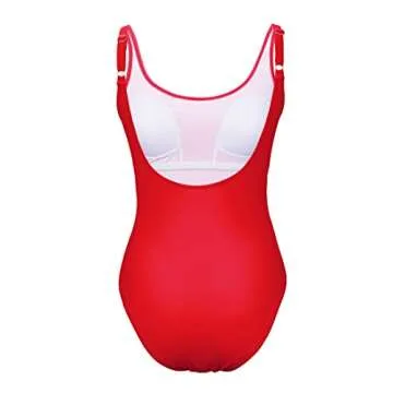Womens Swimsuits One Piece Tummy Control Bathing Suit for Women Sexy Slimming Swimsuit Red S