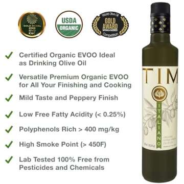 Entimio Italiano Premium Drinking Organic Extra Virgin Olive Oil, 400+ mg/kg Polyphenol Rich, New 20...
