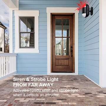 Motion Sensor Alarm Indoor: Wireless Motion Detector Alarm with Siren & Strobe (125dB, 328ft Remote ...