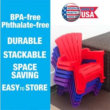 American Plastic Toys Kids’ Adirondack (2-Pack, Purple), Stackable, Outdoor, Beach, Lawn, Indoor, Lightweight, Portable, Wide Armrests, Comfortable Lounge Chairs for Children