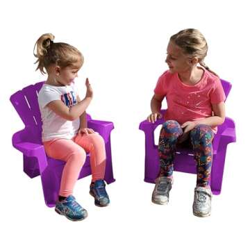 American Plastic Toys Kids’ Adirondack (2-Pack, Purple), Stackable, Outdoor, Beach, Lawn, Indoor, Lightweight, Portable, Wide Armrests, Comfortable Lounge Chairs for Children