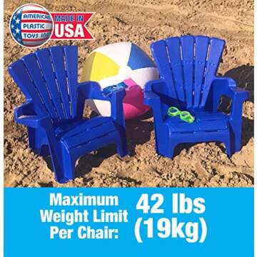 American Plastic Toys Kids’ Adirondack (2-Pack, Purple), Stackable, Outdoor, Beach, Lawn, Indoor, Lightweight, Portable, Wide Armrests, Comfortable Lounge Chairs for Children