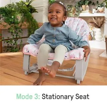 Ingenuity Keep Cozy 3-in-1 Grow with Me Vibrating Baby Bouncer Seat & Infant to Toddler Rocker, Vibrations & -Toy Bar, 0-30 Months Up to 40 lbs (Pink Burst)