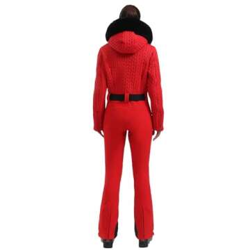GSOU SNOW Ski Suit Women One Piece Snowsuit Slim Jumpsuit Faux Fur Collar Snowboard Outdoor Sports W...