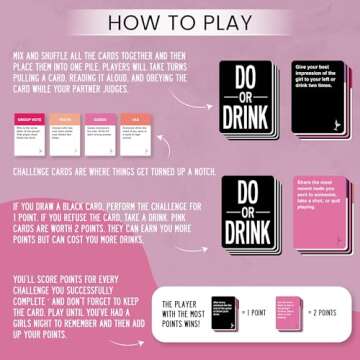 Do or Drink Girls Night - Bachelorette Party and Drinking Games with 250 Cards - Hilarious Challenges for Girls Weekend, 21st Birthdays, Bridal Showers - Great Party Starter for Game Night