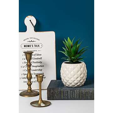 White Porcelain Pineapple Ananas Faux Plant Potted Artificial Succulent 7.8" Home Office Bathroom Ta...