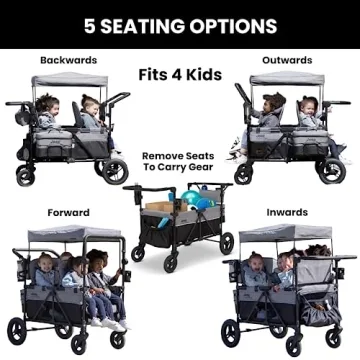 Jeep Deluxe 4 Seater Stroller Wagon with Adjustable Features