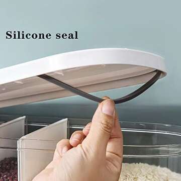 Xilei Dry Food Dispenser,Wall mounted 5 Grid Cereal Dispenser,Rice dispenser 25 pounds Kitchen Stora...